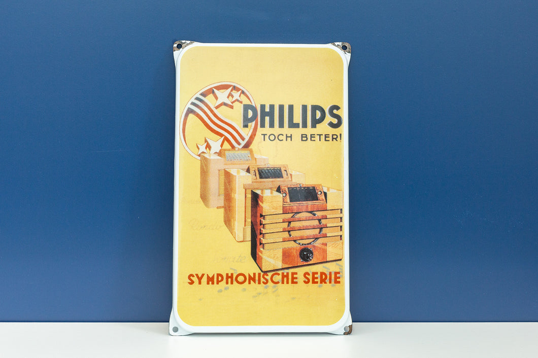 Nostalgische Philips Reclameborden in emaille (vlak)